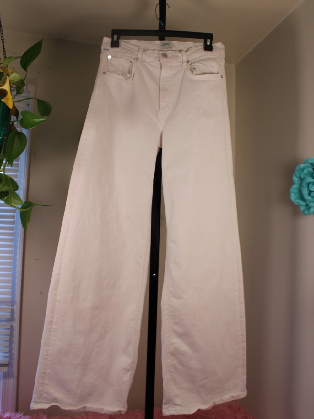 Citizens of Humanity White Wide Leg High Rise Jeans 30x41 MSRP 250